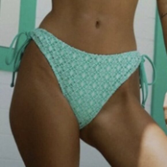 Berlook Cyan Mesh Tie Bikini Bottom ONLY 53 - Picture 1 of 8